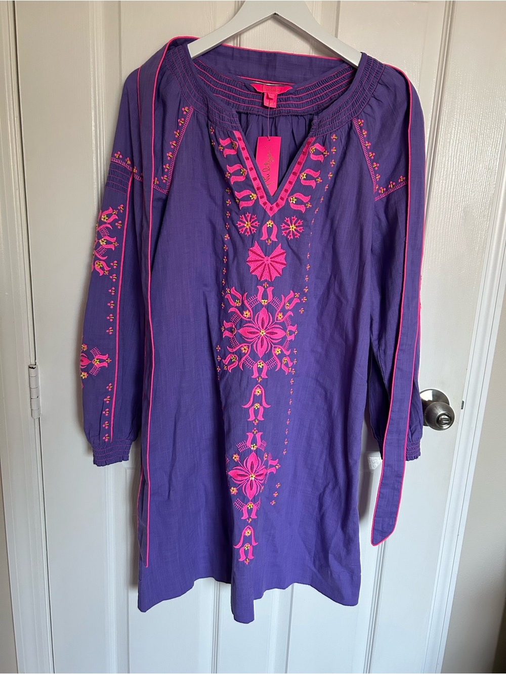 Lilly Pulitzer Purple Tunic Dress with Hot Pink Embroidery